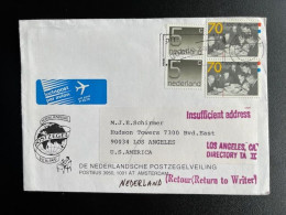 NETHERLANDS 1989 LETTER AMSTERDAM TO LOS ANGELES USA 22-08-1989 NEDERLAND RETURN TO SENDER POSTAL REMARKS - Briefe U. Dokumente