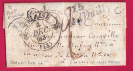 CURSIVE 13 PONT D'OUILLY CALVADOS BOITE RURALE C LA BARDELIERE DECIME RURAL POUR CAEN 1836 LETTRE - 1801-1848: Précurseurs XIX