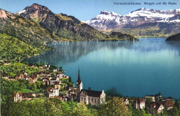 WEGGIS, LUCERNE, ARCHITECTURE, CHURCH, LAKE, MOUNTAIN, SWITZERLAND, POSTCARD - Weggis