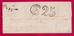 CURSIVE 13 ARGENCES CALVADOS CAD TYPE 15 VIMONT POUT CAEN 1850 INDICE 11 LETTRE - 1801-1848: Precursori XIX