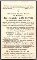 Bidprentje Winksele - Van Cuyck Jan Hendrik (1894-1944) - Imágenes Religiosas