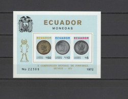 Ecuador 1974 Football Soccer World Cup S/s Imperf. With Golden Overprint On Coins MNH -scarce- - 1974 – West-Duitsland