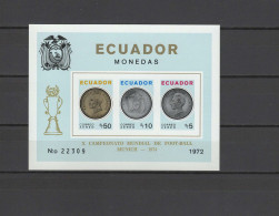 Ecuador 1974 Football Soccer World Cup S/s Imperf. With Golden Overprint On Coins MNH -scarce- - 1974 – Allemagne Fédérale