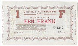 Noodgeld Volkeghem 1 Frank 1915 - 1-2 Francos