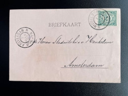 NETHERLANDS 1903 POSTCARD MIDDELBURG TO AMSTERDAM 07-01-1903 NEDERLAND BRIEFKAART - Postal Stationery