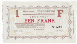 Noodgeld Volkeghem 1 Frank 1915 - 1-2 Francos