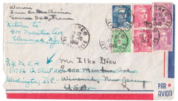 SEVRES Seine & Oise Lettre Avion Dest USA Wenouah New Jersey Réexp Washington Gandon Mazelin Yv 811 716 719B 680 Ob 1948 - 1921-1960: Modern Period