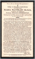 Bidprentje Wontergem - Slock Maria Mathilde (1839-1925) - Imágenes Religiosas