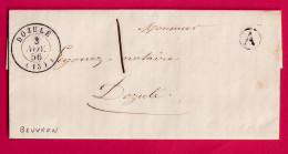 CAD TYPE 15 DOZULE CALVADOS TAXE LOCALE 1 BOITE RURALE A BEUVRON POUR DOZULE 1856 LETTRE - 1801-1848: Precursors XIX