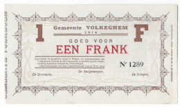 Noodgeld Volkeghem 1 Frank 1915 - 1-2 Francos