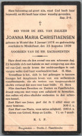 Bidprentje Wortel - Christiaensen Joanna Maria (1876-1929) Hoekplooi - Images Religieuses