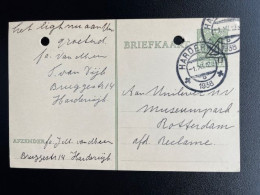 NETHERLANDS 1938 POSTCARD HARDERWIJK TO ROTTERDAM 01-11-1938 NEDERLAND BRIEFKAART - Postwaardestukken