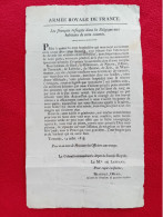 ARMEE ROYALE DE FRANCE LES FRANCAIS REFUGIES DANS LA BELGIQUE AUX HABITANTS DE TERMONDE 1815 MARQUIS DE LESTANG - Historische Documenten