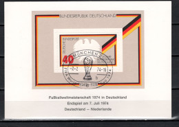 Germany 1974 Football Soccer World Cup Commemorative Print With S/s And Special Postmark - 1974 – West-Duitsland