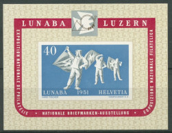 Schweiz 1951 LUNABA Luzern Fahnenschwinger Block 14 Postfrisch (C28201) - Blocs & Feuillets