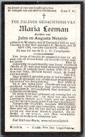 Bidprentje Woumen - Leeman Maria (1913-1934) - Imágenes Religiosas