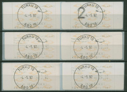 Finnland ATM 1992 Posthörner Zudrucksatz 6 Werte ATM 12.4 ZS 1 Gestempelt - Machine Labels [ATM]