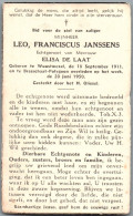 Bidprentje Wuustwezel - Janssens Leo Franciscus (1911-1950) - Images Religieuses