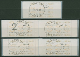 Finnland ATM 1993 Posthörner Zudrucksatz 5 Werte ATM 12.6 Z Gestempelt - Automaatzegels [ATM]