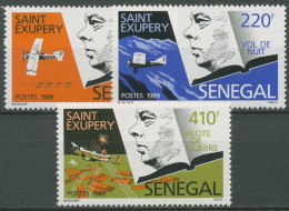 Senegal 1989 Antoine De Saint-Exupéry Flugzeug 1012/14 Postfrisch - Sénégal (1960-...)