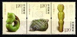 China Volksrepublik 4887-4889 Postfrisch Dreierstreifen Jadefiguren #HX950 - Autres & Non Classés