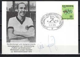 Germany 1974 Football Soccer World Cup Autograph Postcard With Original Signature Of Willi Schulz - 1974 – Alemania Occidental