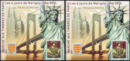 2024 BLOC CARRE MARIGNY - Paire D/ND  500 Ans  New-York ** - Statue De La Liberté - Pont Verrazzano-Narrows - Carré Marigny