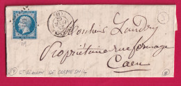 N°14 PC 119 ARGENCES CALVADOS BOITE RURALE J ST AIGNAN DE CRAMESNIL POUR CAEN LETTRE - 1849-1876: Klassik