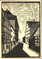 11629876 Thayngen Dorfstrasse Kuenstlerkarte Holzschnitt Thayngen - Sonstige & Ohne Zuordnung