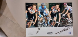 4 Autographes Andy Schleck Benoit Joachim Frank Schleck Kim Kirchen Losch Automobiles Format A5 - Cycling