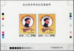 NORTH KOREA - 1987 -  PROOF MNH ** IMPERFORATED - Roland Garros, French Pilot - Corée Du Nord