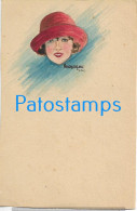 228557 ART ARTE SIGNED FACE WOMAN WITH A HAT CARD NO POSTAL POSTCARD - Andere & Zonder Classificatie