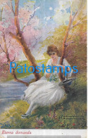 228558 ART ARTE SIGNED SANTINO WOMAN ETERNAL TAMED POSTAL POSTCARD - Autres & Non Classés