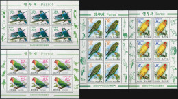 NORTH KOREA - 2008 - SET OF 4 M/SHEETS MNH ** - Parrots - Korea, North