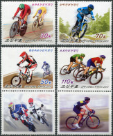 NORTH KOREA - 2015 - SET OF 4 STAMPS AND 2 LABELS MNH ** - Cycling - Korea (Noord)