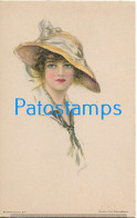 228567 ART ARTE SIGNED PEARLE FIDLER LE MUNYAN WOMAN WITH A HAT POSTAL POSTCARD - Andere & Zonder Classificatie