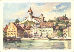 11629432 Schaffhausen SH Schloss Munot Rheinbruecke Kuenstlerkarte Schaffhausen - Andere & Zonder Classificatie
