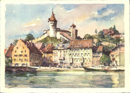 11629311 Schaffhausen SH Schloss Munot Rheinbruecke Kuenstlerkarte Schaffhausen - Andere & Zonder Classificatie