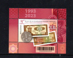 MOLDAVIE - MOLDOVA - 2023 - B/F - M/S - 30 ANS DE MONNAIE MOLDAVE - 30 YEARS OF MOLDAVIAN CURRENCY - NUMISMATIQUE - - Moldavië