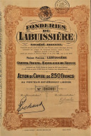 S.A. Fonderies De Labuissière - Action De Capital De 250 Francs - Industrial
