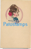 228569 ART ARTE SIGNED FACE WOMAN CARD NO POSTAL POSTCARD - Andere & Zonder Classificatie