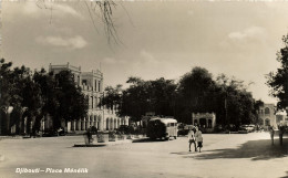 Djibouti, DJIBOUTI, Place Ménélick, Bus (1950s) RPPC Postcard - Djibouti