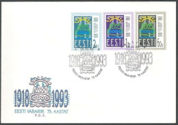 Estonia 1993, 75th Anniversary Of Republic, FDC - Estland