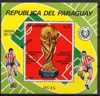 Paraguay 1973 Football Soccer World Cup S/s With "Muestra" Overprint MNH - 1974 – Alemania Occidental
