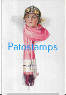 228576 ART ARTE SIGNED CB FACE WOMAN AVIATOR POSTAL POSTCARD - Autres & Non Classés