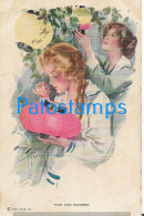 228579 ART ARTE SIGNED HARRISON FISHER WOMAN FAIR AND WARMER SPOTTED POSTAL POSTCARD - Sonstige & Ohne Zuordnung