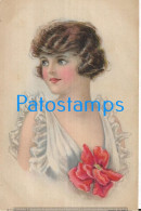 228580 ART ARTE SIGNED ALICE FIDLER PERSON WOMAN WITH FLOWER POSTAL POSTCARD - Sonstige & Ohne Zuordnung