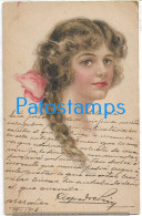 228581 ART ARTE SIGNED ELISE CATHERINE FIDLER FACE WOMAN POSTAL POSTCARD - Autres & Non Classés