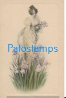 228583 ART ARTE WOMAN WITH GARDEN FLOWER POSTAL POSTCARD - Unclassified