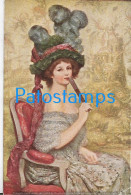 228587 ART ARTE SIGNED WOMAN SENSUAL WITH A HAT AND FAN BREAK POSTAL POSTCARD - Andere & Zonder Classificatie